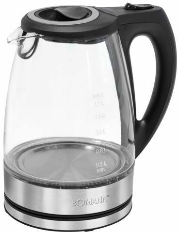 Bomann WKS 6032 G CB Glas Waterkoker 1.7L 2200W RVS/Zwart