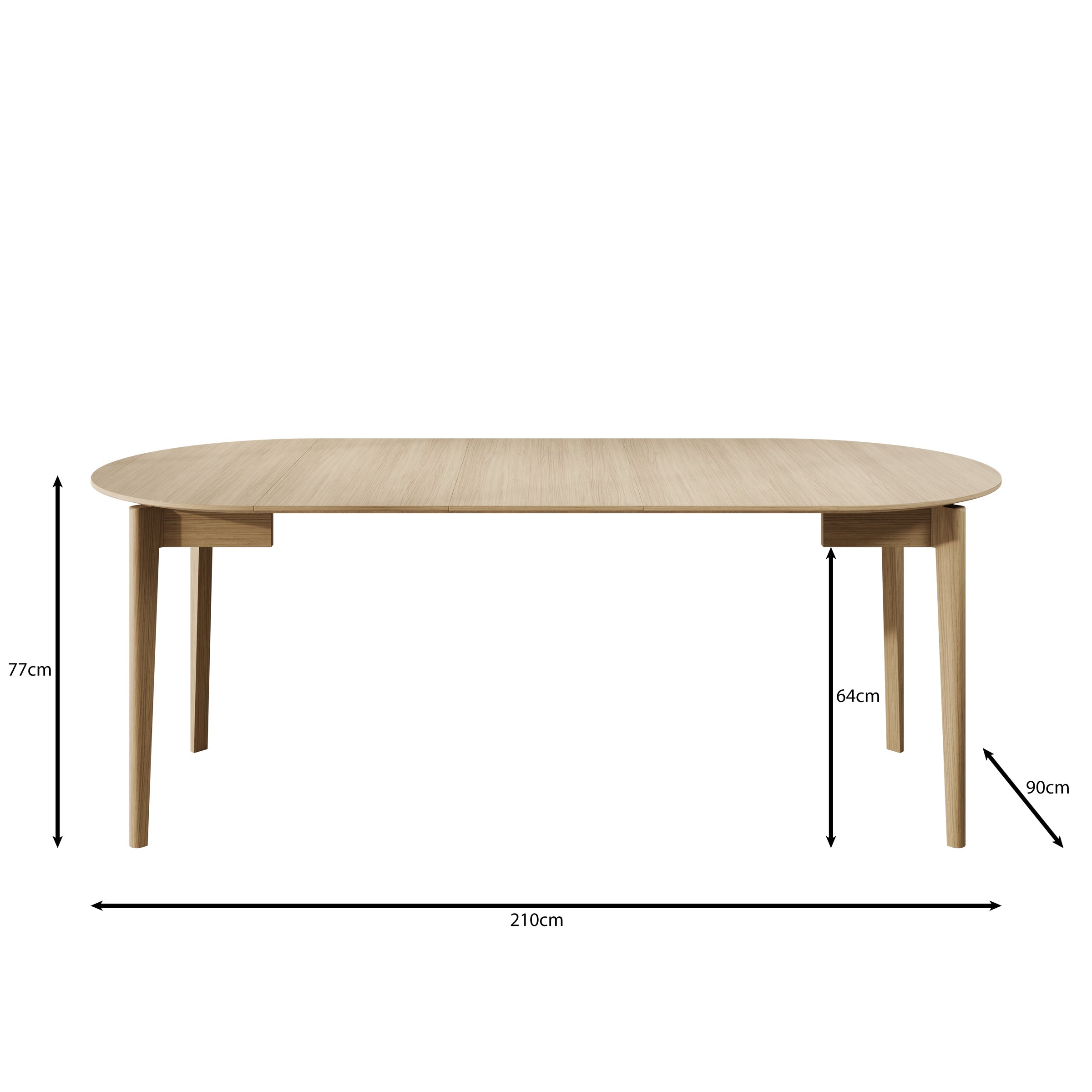 Portino - Eetkamertafel - Donker eiken - 90-210x90x77 cm