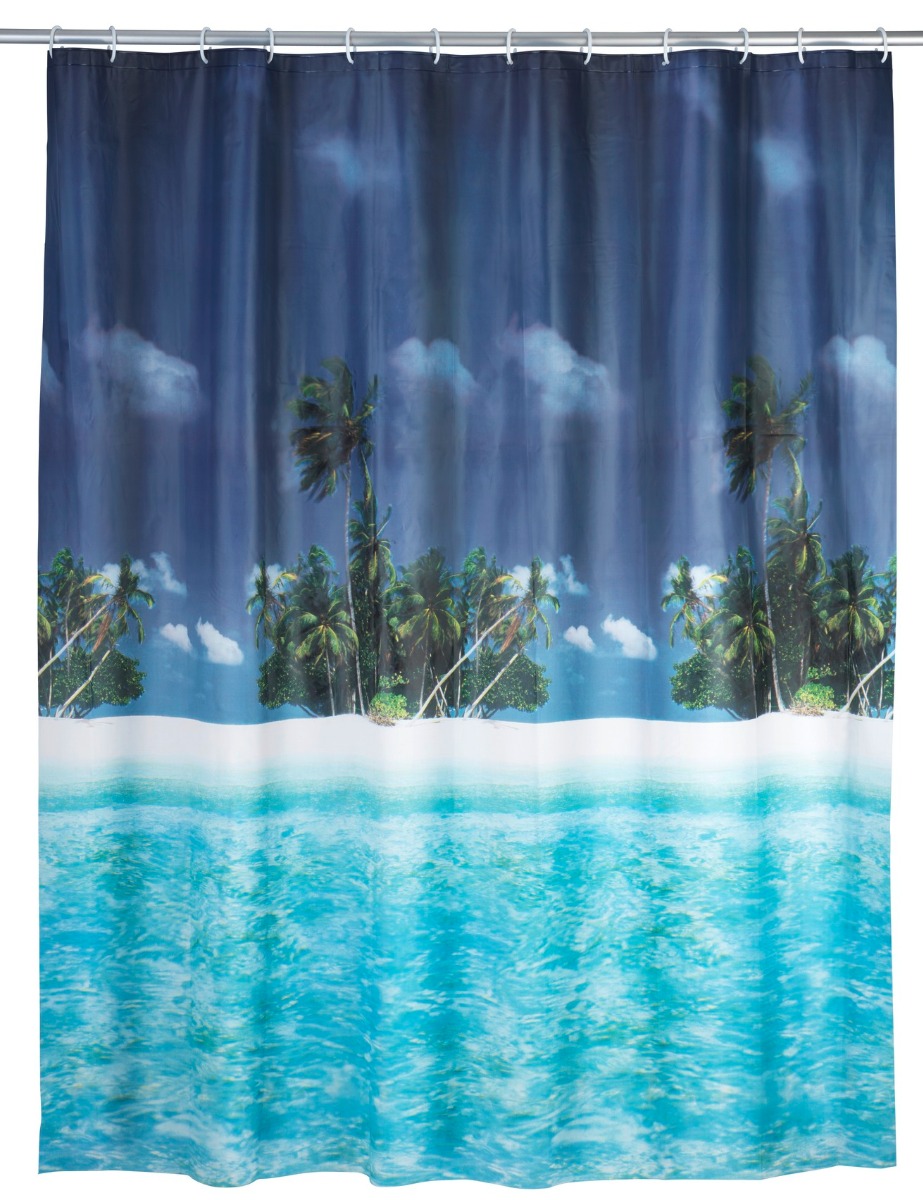 Wenko PEVA douchegordijn 180x200cm palmstrand inclusief ringen