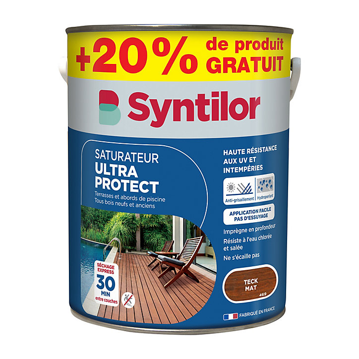 Saturateur extérieur Ultra Protect teck Syntilor mat naturel 5L + 20% gratuit