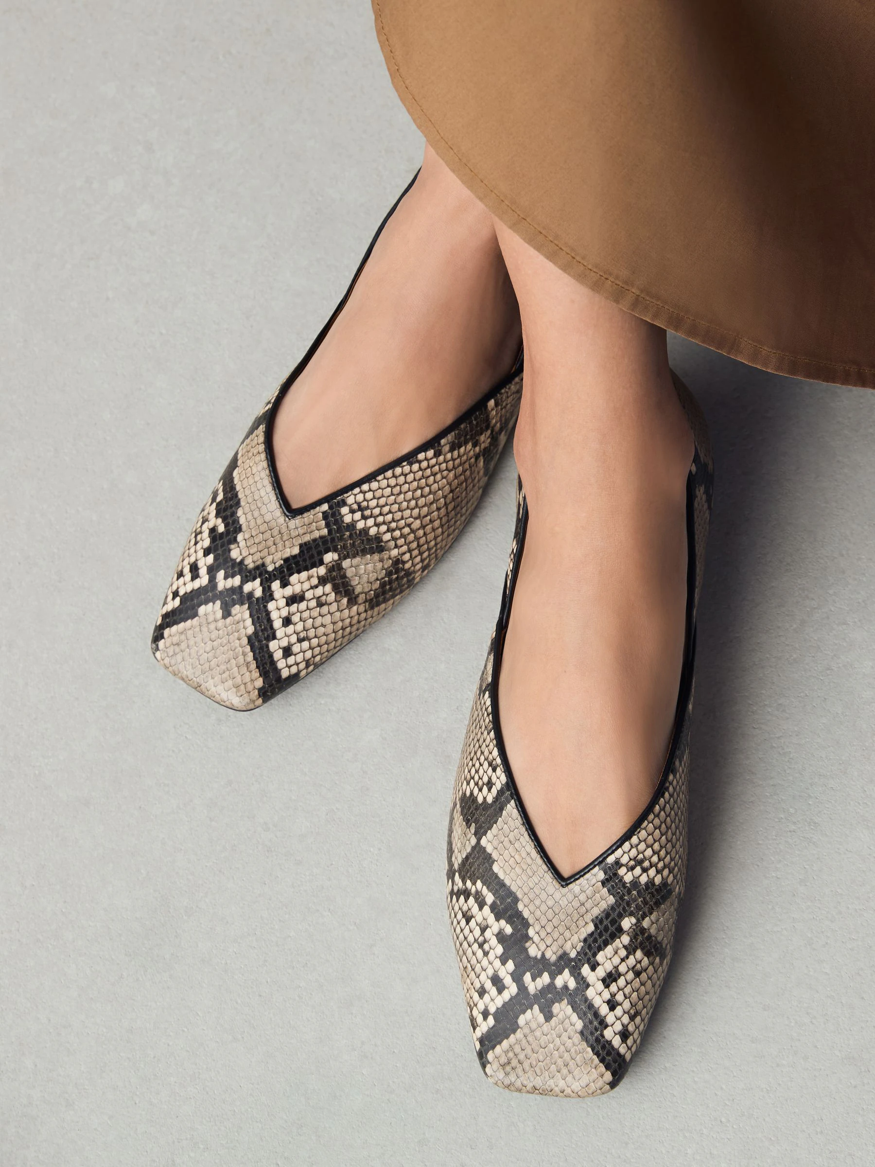 Slangenprint - Forever Comfort® ballerina's met vierkante neus