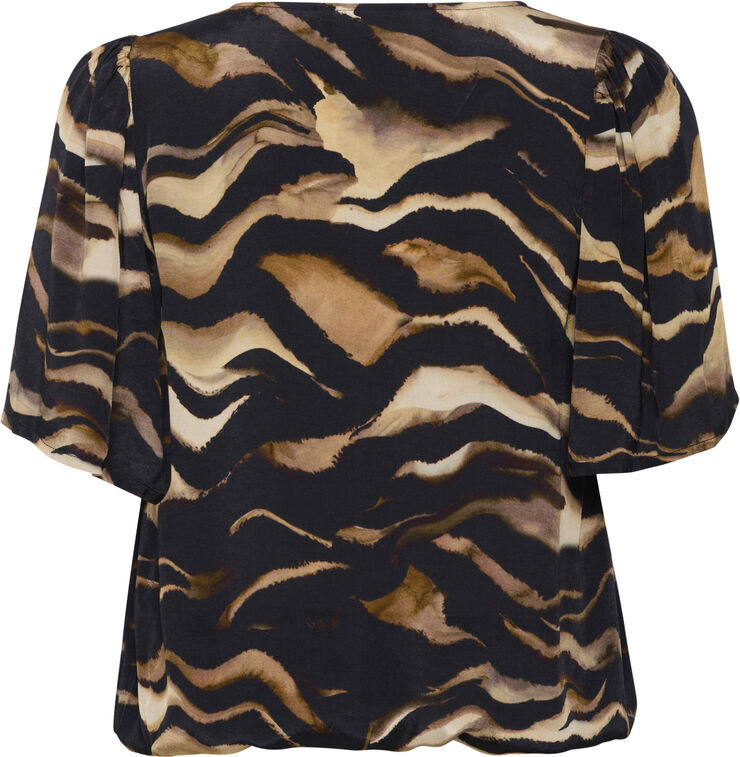 Kaffe Curve KClana Blouse Black/brown tiger print