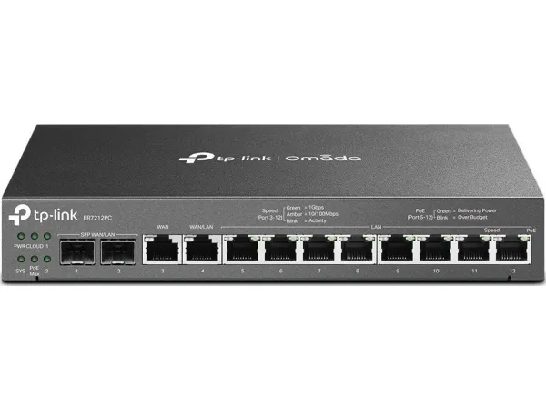TP-Link Omada ER7212PC, Ethernet WAN, Gigabit Ethernet, Sort