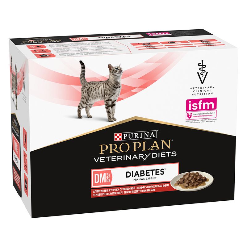 PURINA PRO PLAN Veterinary Diets Feline DM ST/OX Diabetes Management, bœuf