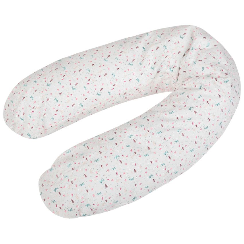Housse coussin d'allaitement 160cm en popeline Poetic Nature - Ecru
