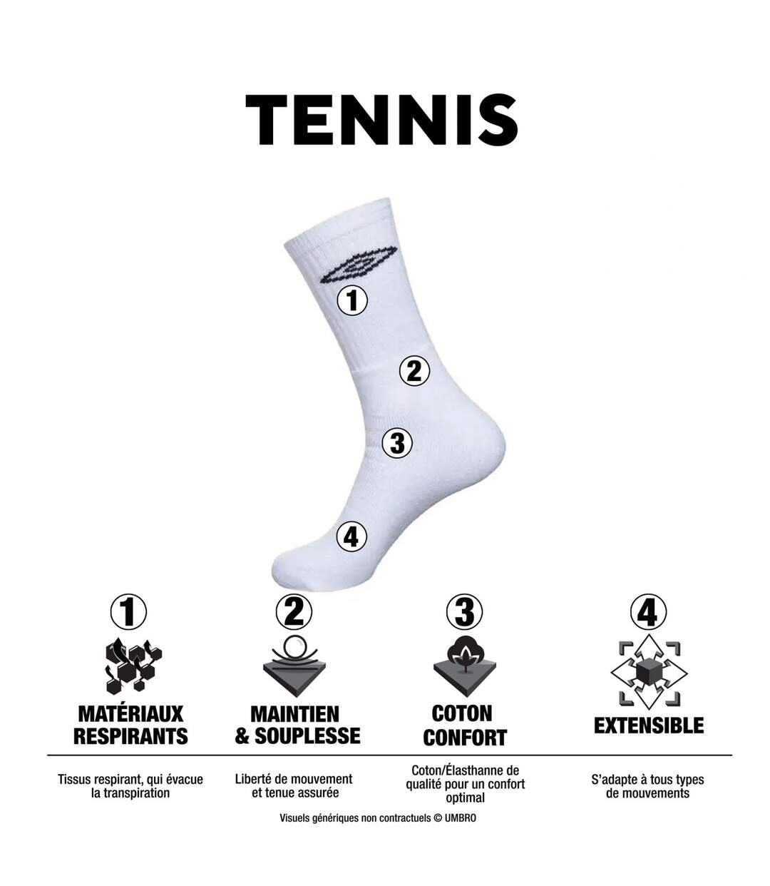 Lot de 6 Paires de Chaussettes Tennis homme