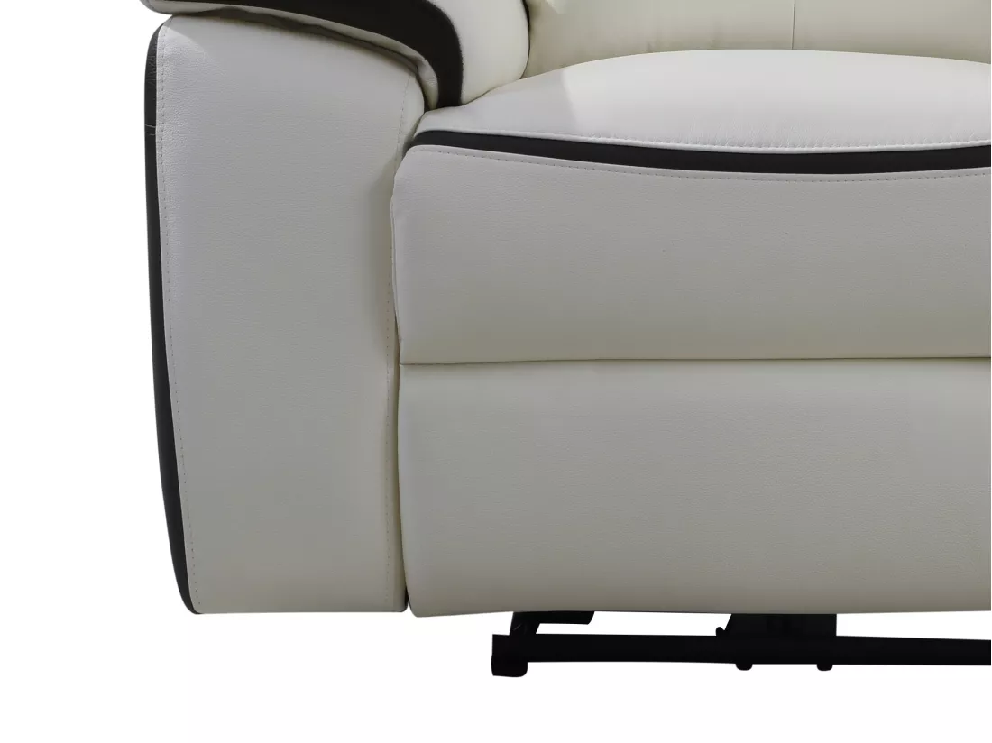 Fauteuil relax électrique en cuir ANGELIQUE - Blanc/anthracite