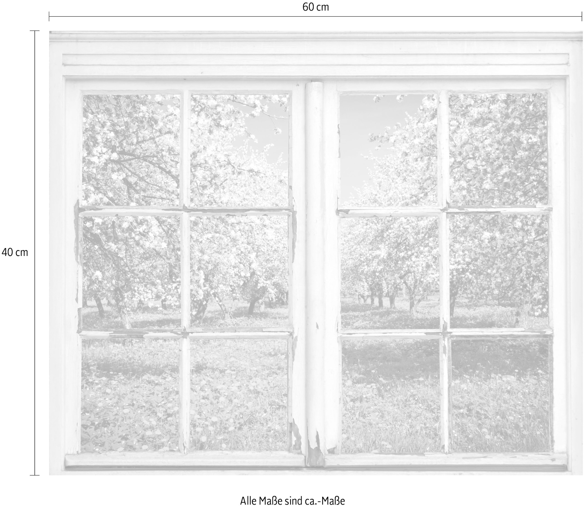 queence Wandsticker »Wiese mit Bäumen« Wandsticker, Wandbild, selbstklebend, 3D, Fenster