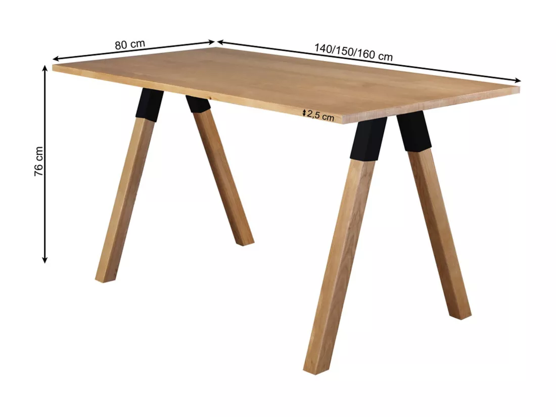 Table en bois Urban black 160 x 80 cm, couleur châtaigne