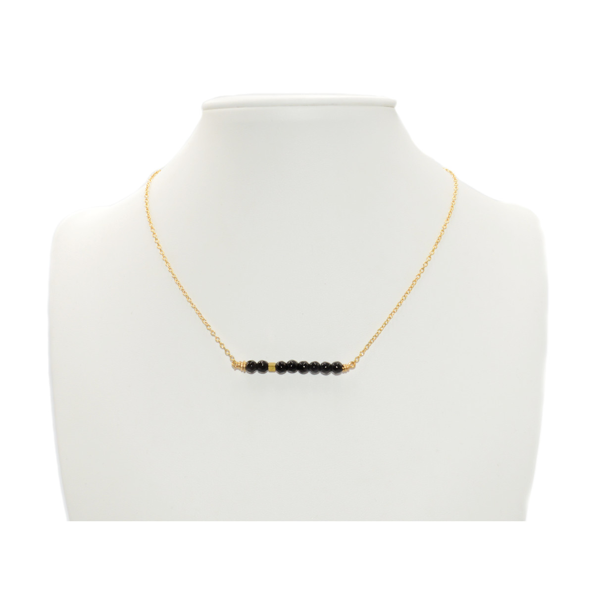 Collier minimaliste fait mains en onyx-Doré à l 'or fin