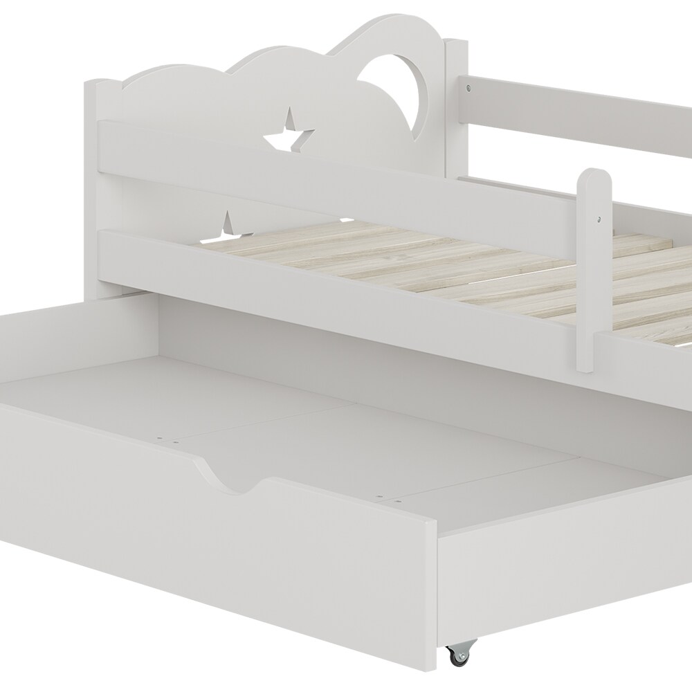 VitaliSpa Kinderbett Einzelbett Juniorbett Jessica Weiß 140x70 cm modern Kinderzimmer Bett Bettschublade Rausfallschutz