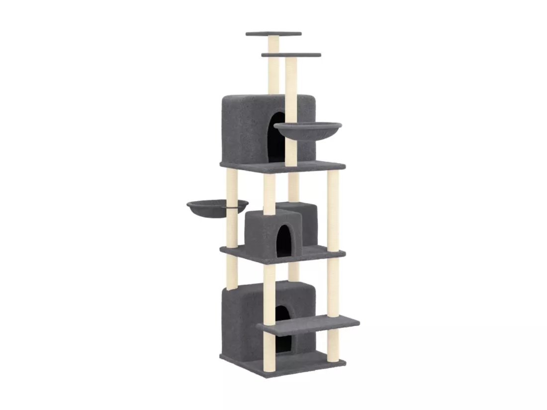 Arbre à chat avec griffoirs en sisal Gris foncé 180 cm