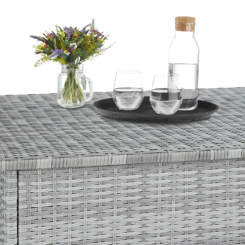 tectake Kussenbox Oslo met aluminium frame 145x82,5x79,5cm, Lichtgrijs