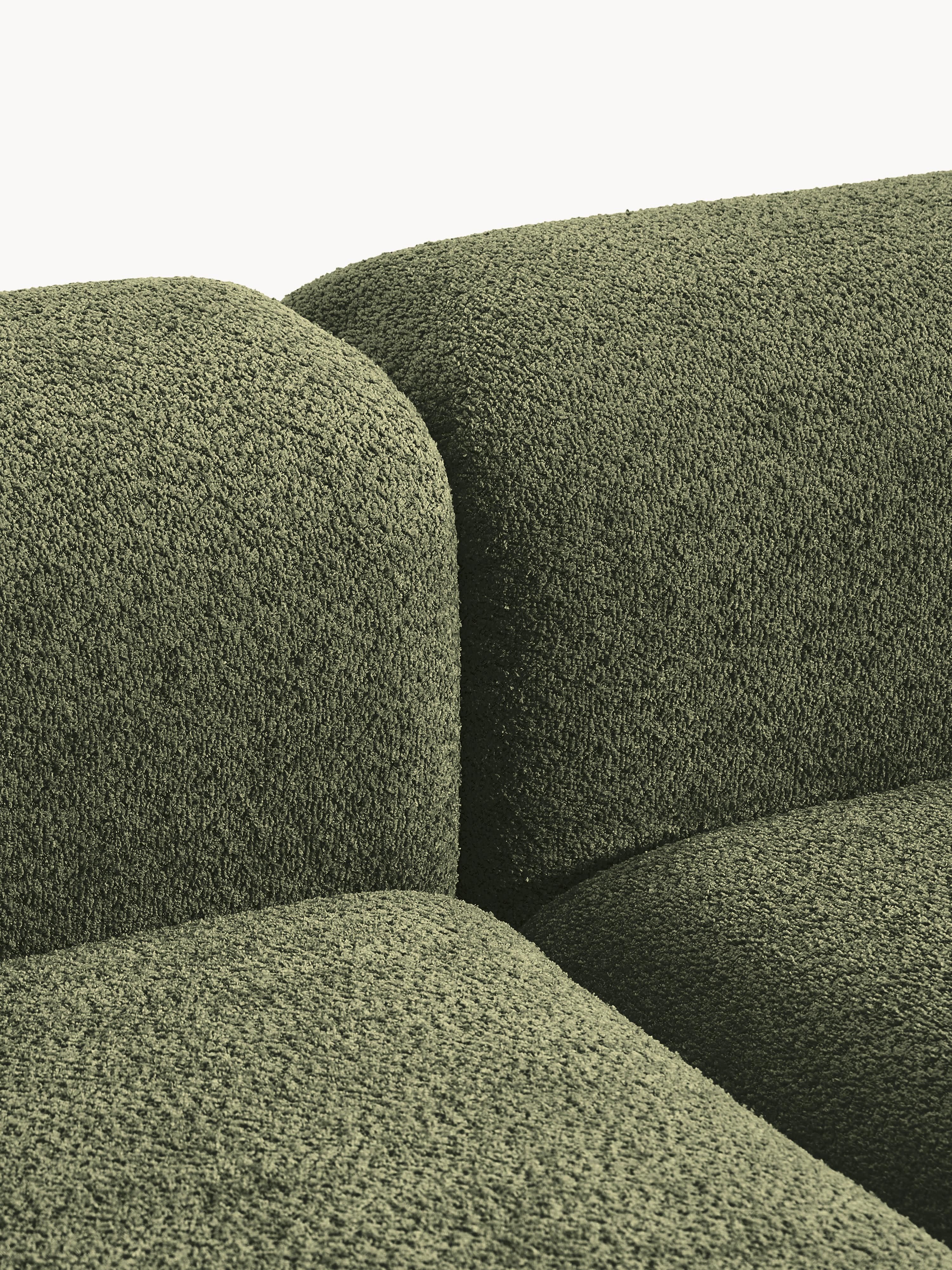 Modulaire chaise longue Natalie uit teddy-bouclé met poef (links/rechts)
