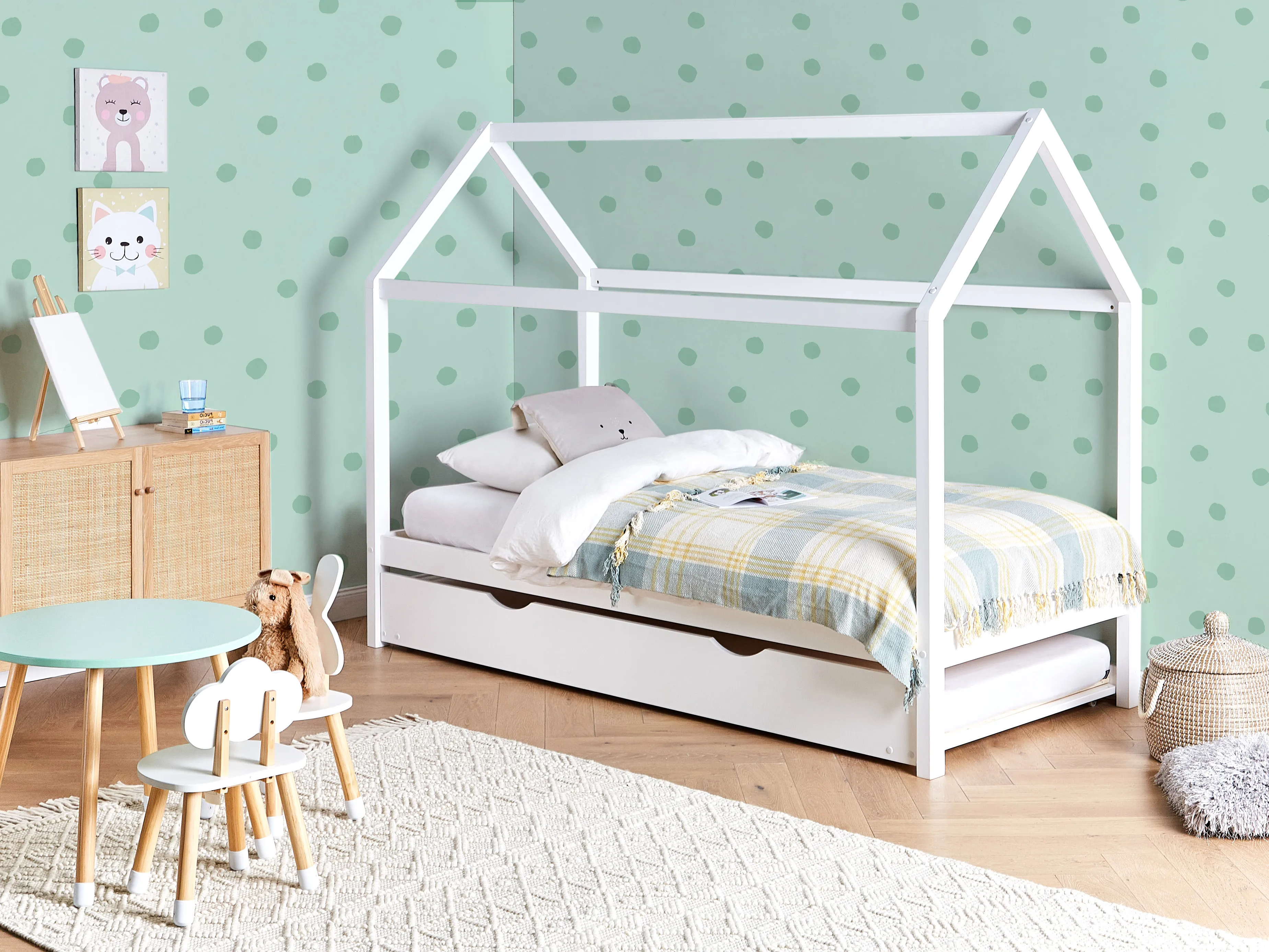 Kinderonderschuifbed Dennenhout CRILLON 90 x 200 cm Wit