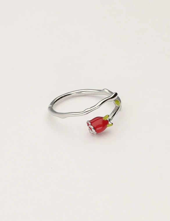 My Jewellery Vintage ring met rode roos MJ11239