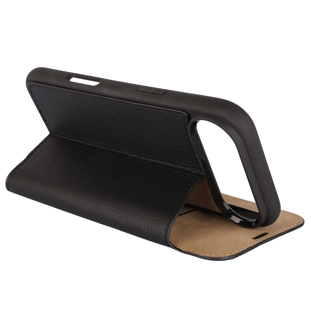 iPhone Air Echtleder Book Case Tasche Flip Cover Hand Made (MARCXIP17AIR-M01) - Schwarz