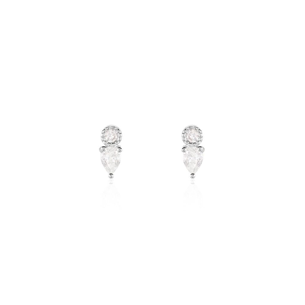 Boucles D'oreilles Puces Melyna Argent Blanc Oxyde De Zirconium