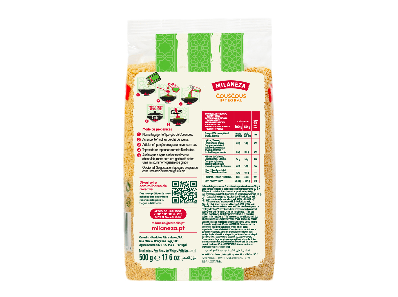 COUSCOUS INTEGRAL MILANEZA 500G