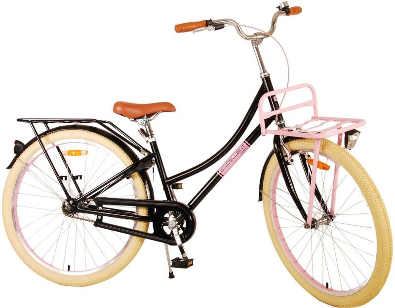 Volare - Excellent - Kinderfiets - Zwart - Handrem en Terugtraprem