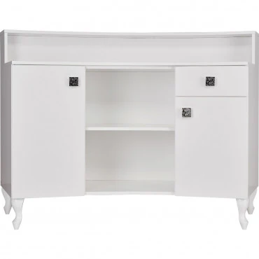 Caisse ROYAL II Matelassée avec Boutons Structure Blanche Gloss