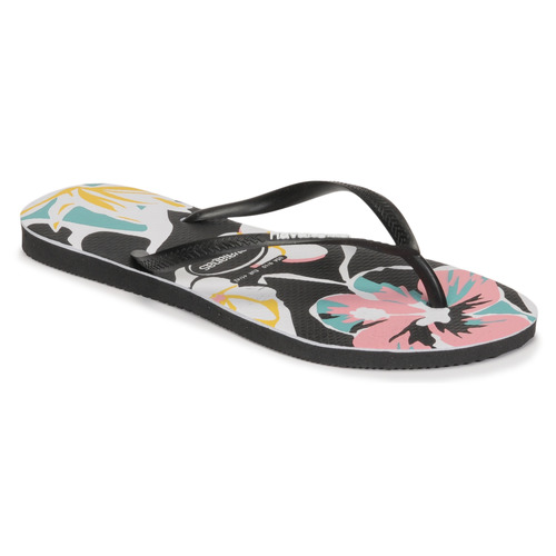 Havaianas - SLIM FLORAL BASIC - Noir / Bleu / Rose