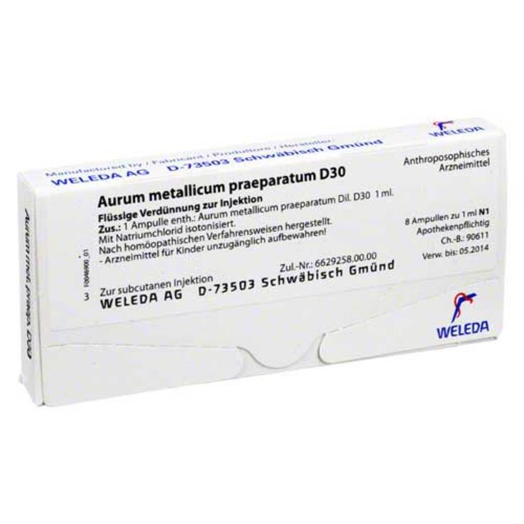 Aurum metallicum Präparat D 30 Ampullen, 8 St