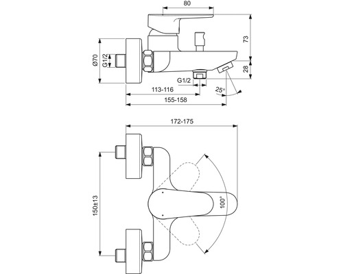 Ideal Standard badkraan CERAFINE O chroom BC500AA