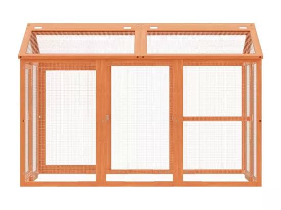 Enclos animaux marron 141x94x104 cm bois massif de pin