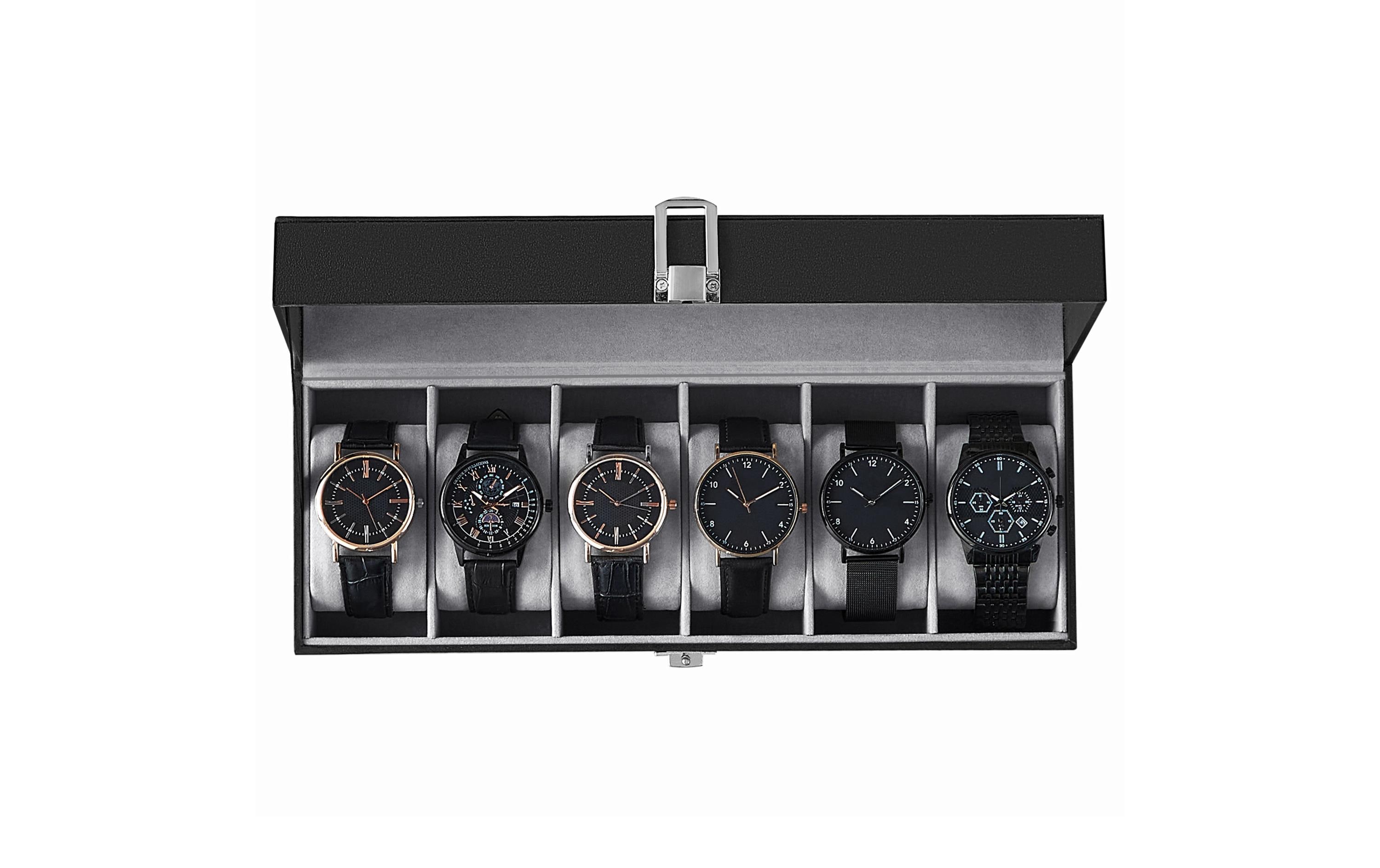 Uhrenbox 11.2 cm, Grau/SchwarzUhrenschatulle