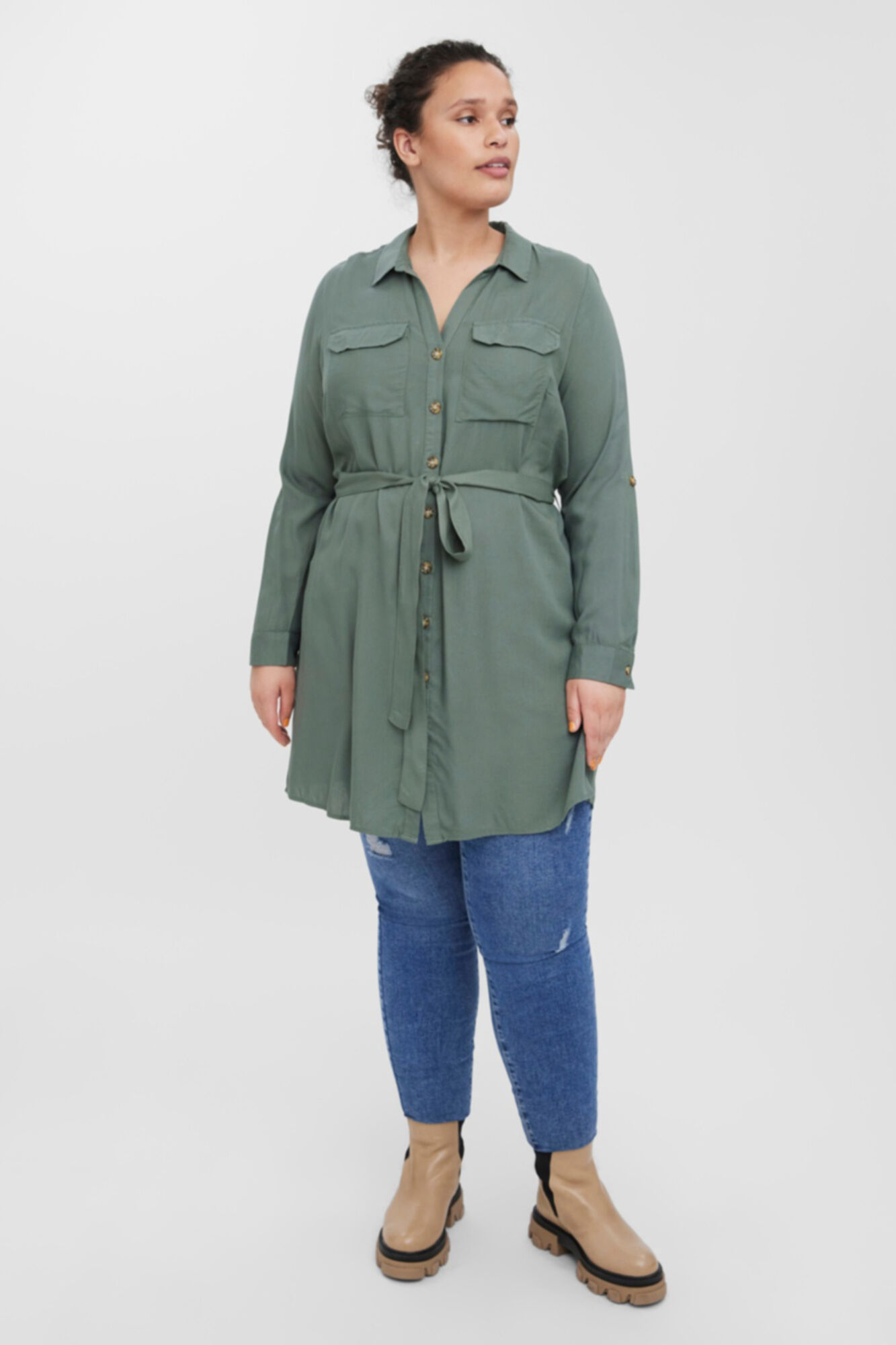 Vestido curto plus size - Verde