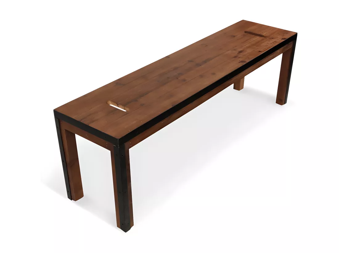 Banc 2 places Bois-Métal Marron - Eduline Décoration d'Autrefois