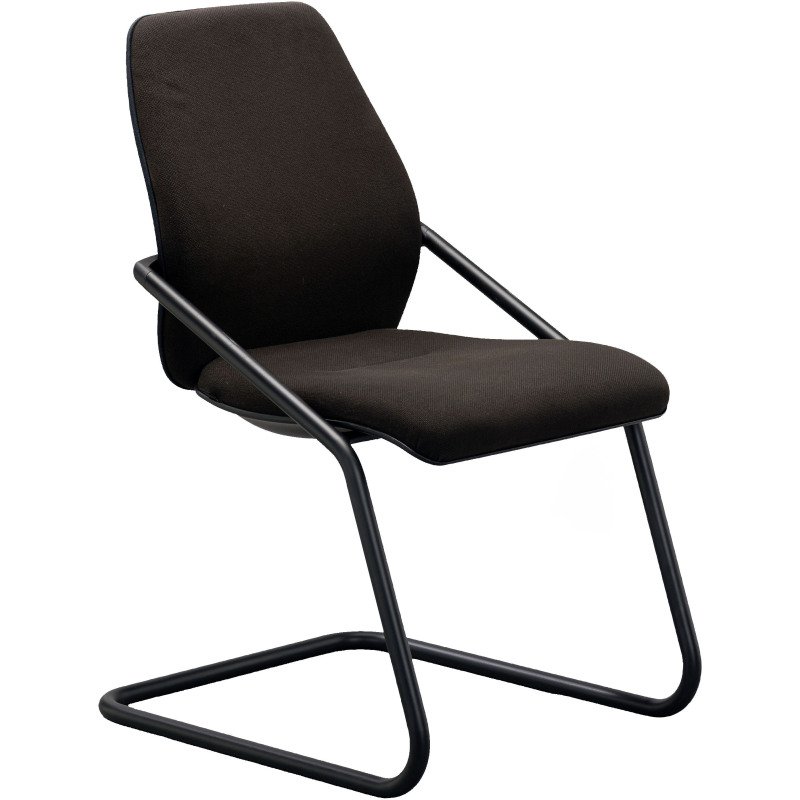 Chaise visiteur Sedus reconditionnée - assise et dossier tissu - piètement luge - marron