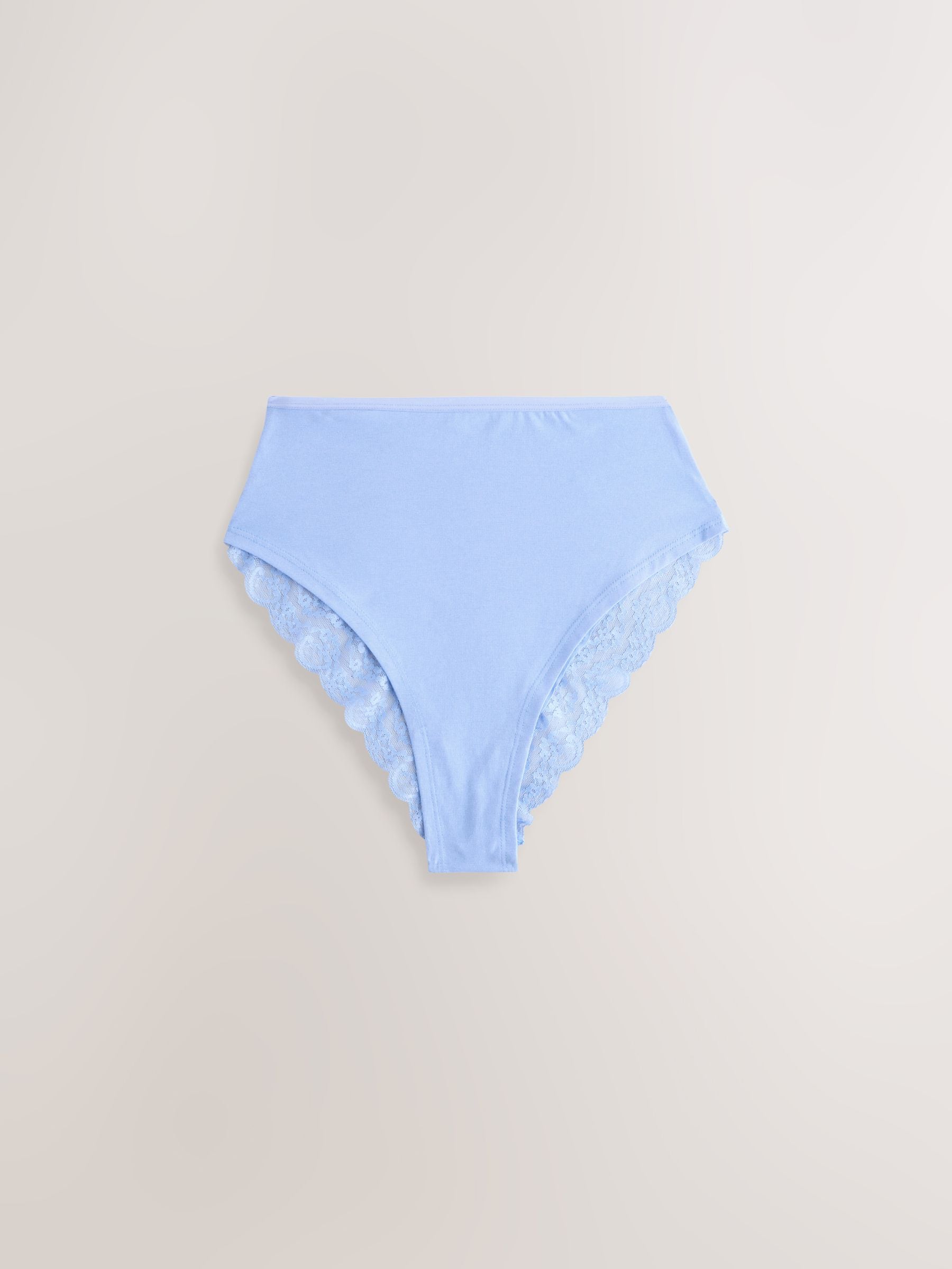 Blauw - 7 Katoenen slipjes met kant