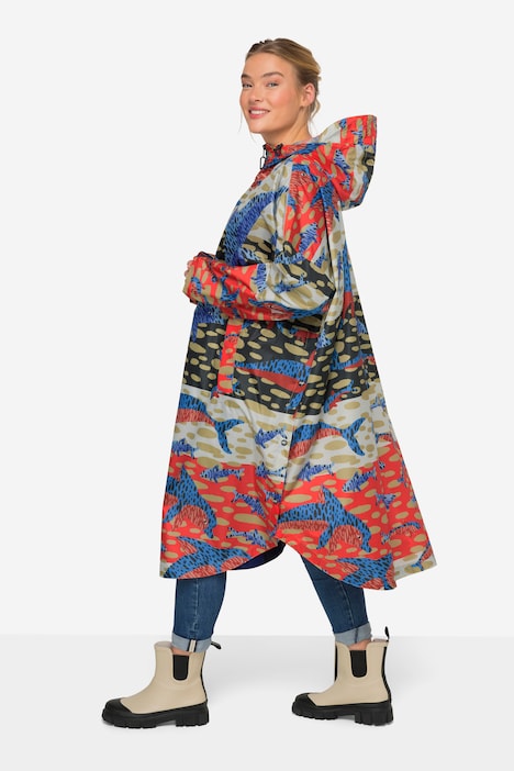 Funktions-Regencape, Unisex, Delphin Print, Kapuze