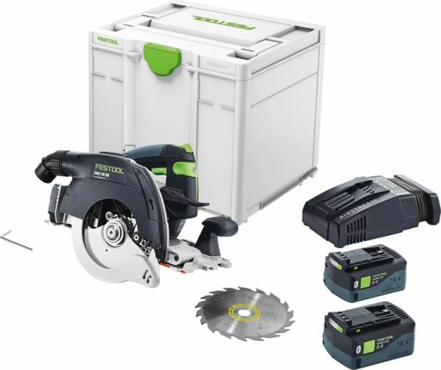 Festool HKC 55 5,0 EBI-Plus-SCA 18V Li-Ion accu pendelkapzaag set (2x 5,0Ah) in systainer - 160mm