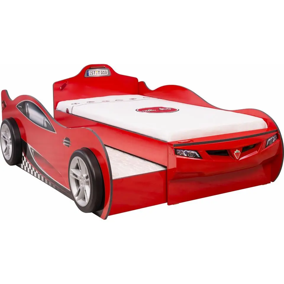 Autobed - Met logeerbed - 210x107x83 cm - Rood