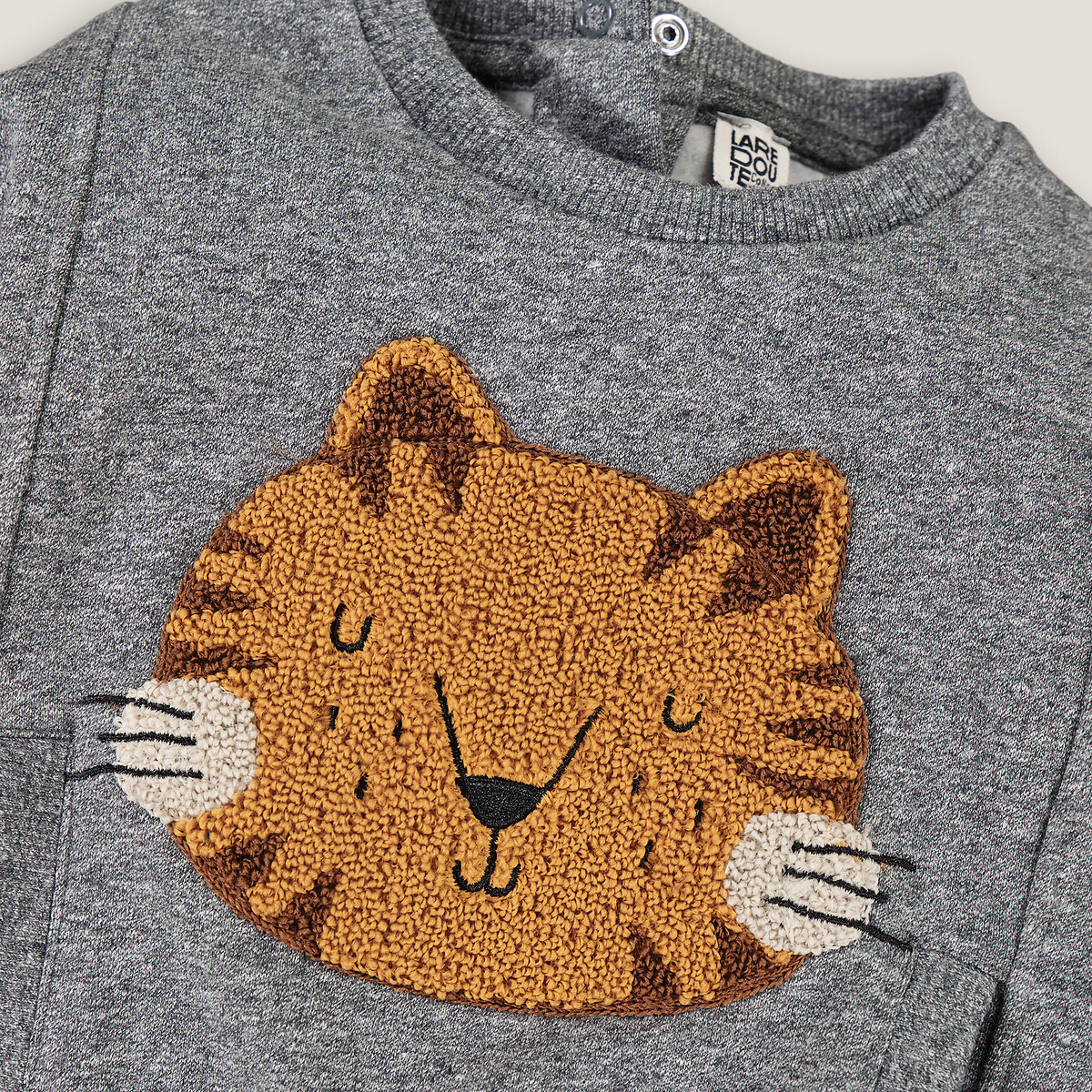 COLEÇÕES LA REDOUTE<br>Suéter de gola redonda em fleece com estampa de tigre