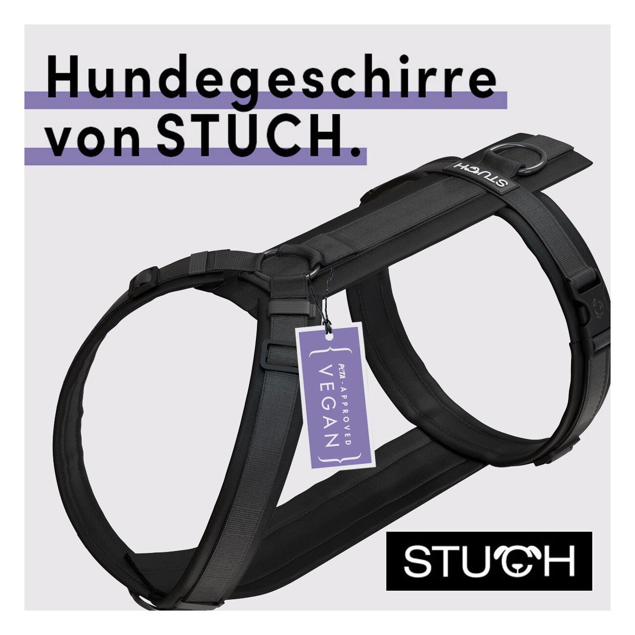 STUCH Geschirr Hund gepolstert schwarz XXS