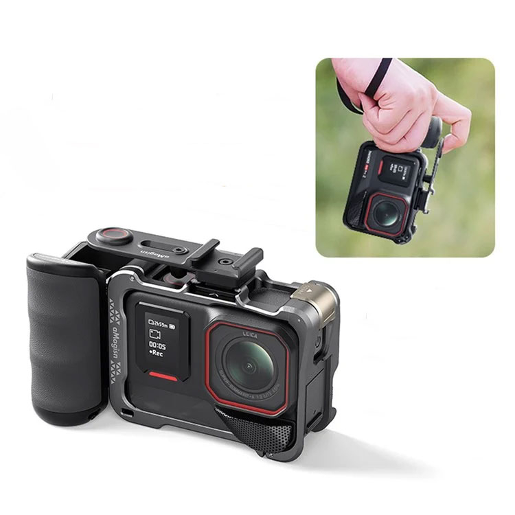 AMAGISN - Street Photography Handle Kameragriff mit Halterung für Insta360 Ace Pro / DJI / GoPro Hero Series - Schwarz