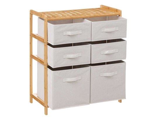 FIVE SIMPLY SMART - Etagère Meuble étagère double 6 paniers - banc et marron