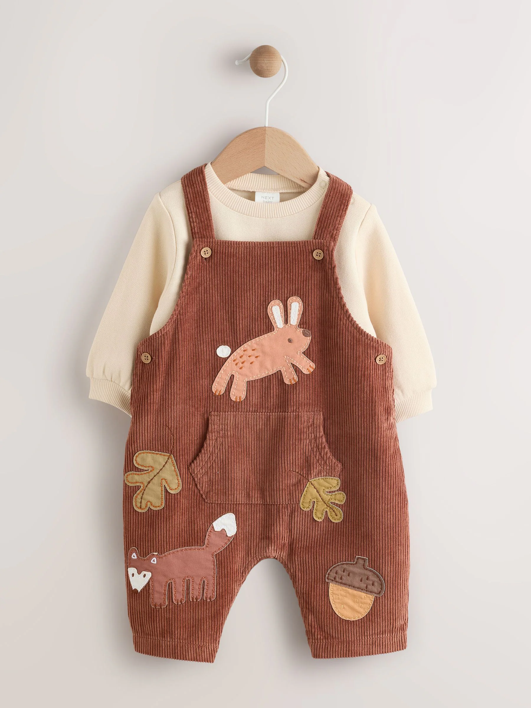 Bruin Woodland - Babyset van tuinbroek en rompertje (0mnd-2jr)