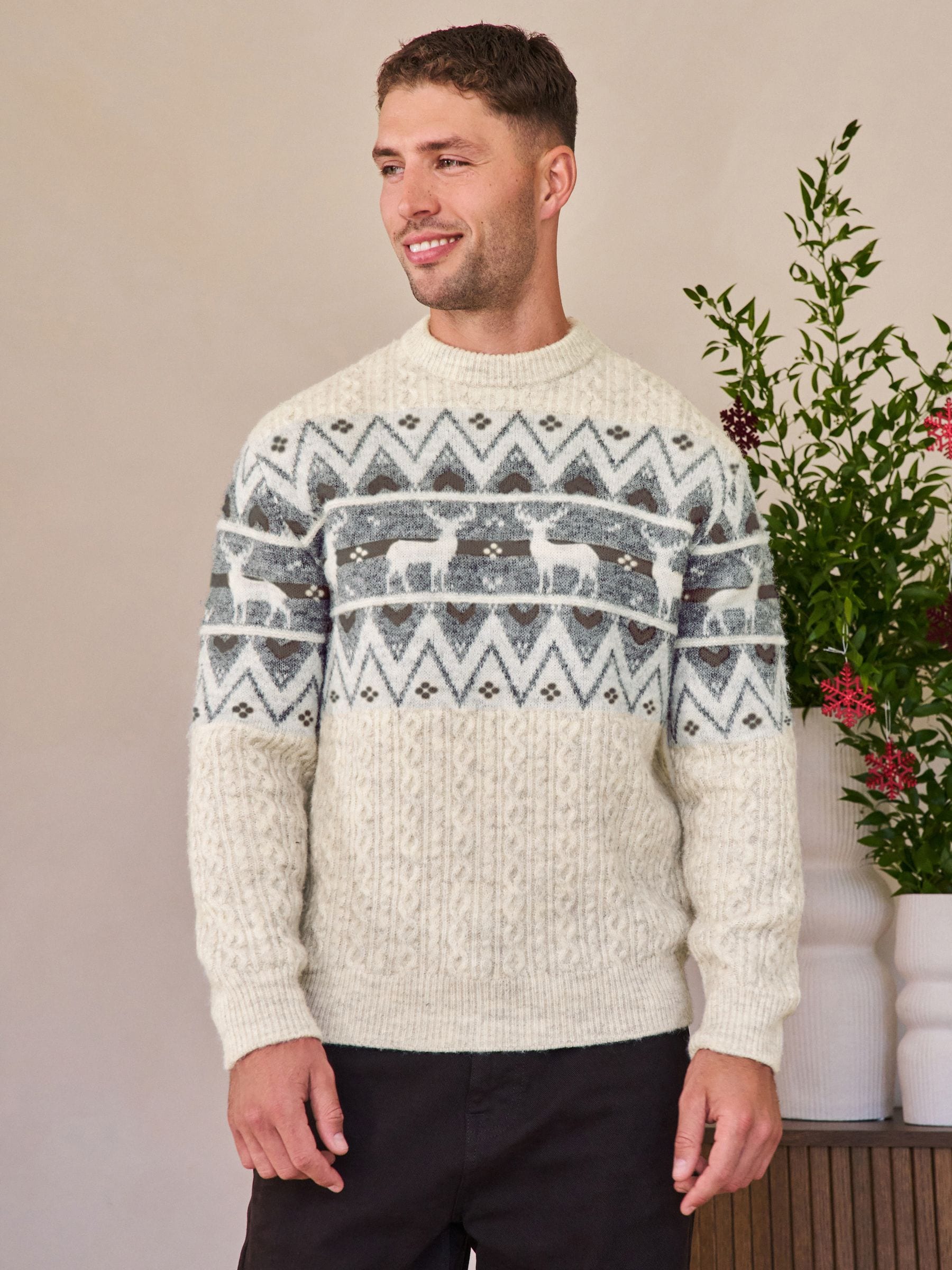 Ecru fairisle-motief  - Matching Family kersttrui