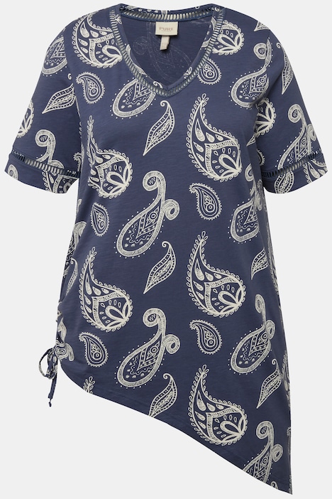 Longshirt, Paisley, V-Ausschnitt, Halbarm, Biobaumwolle
