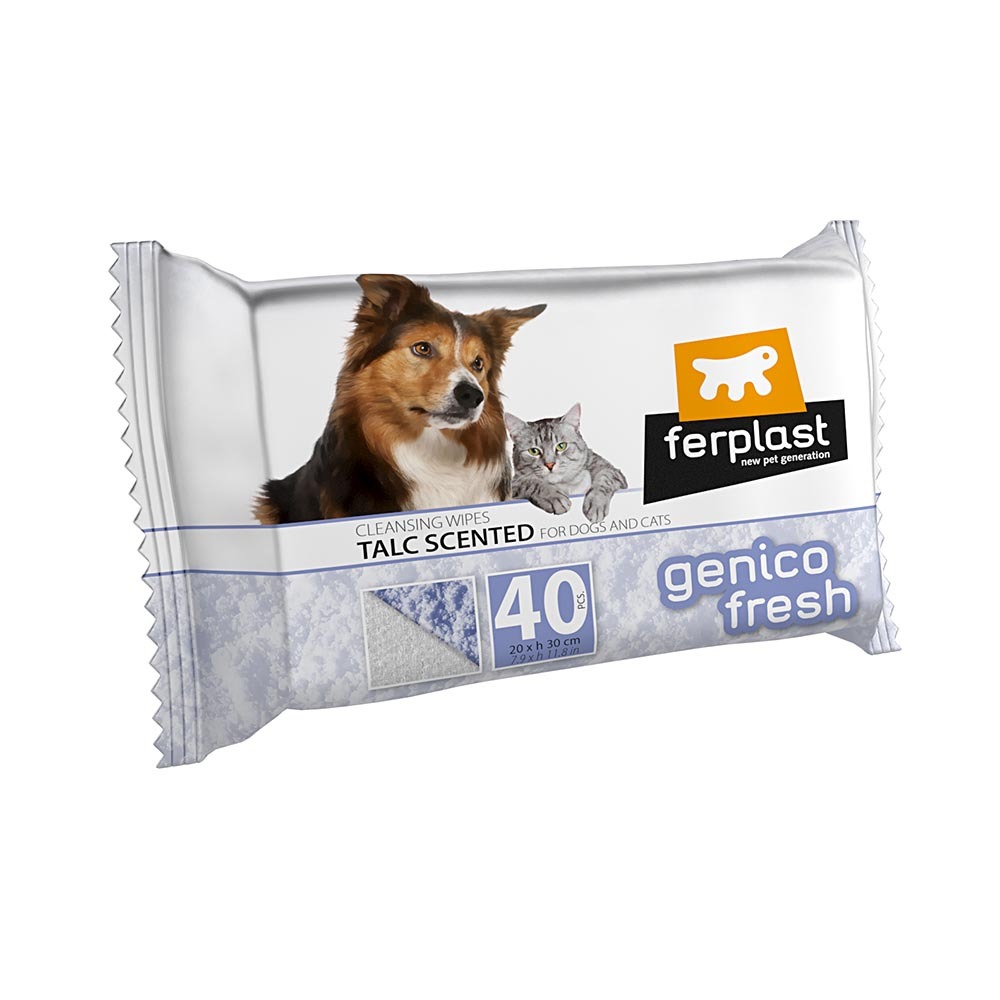 Ferplast genico fresh 40 talc lingettes nettoyantes parfumées talc 40 pièces