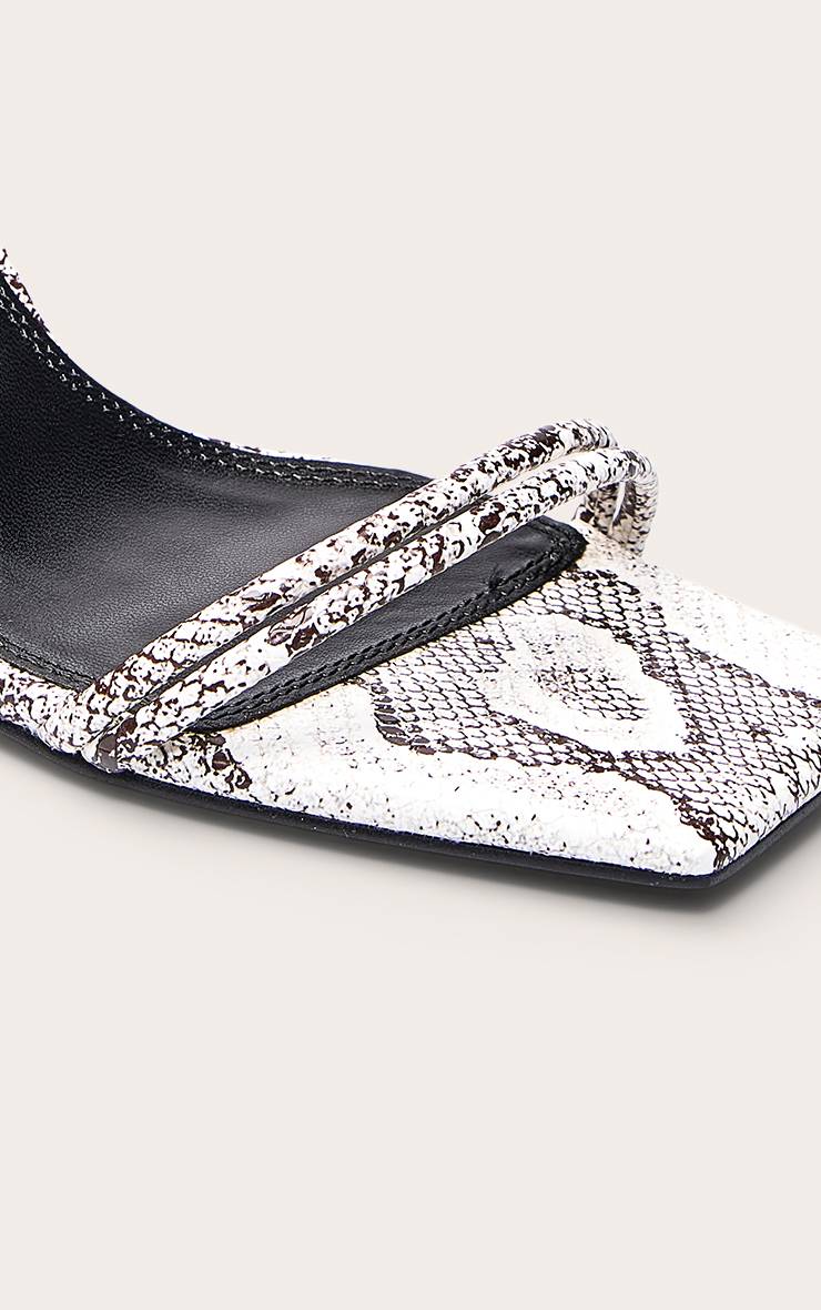 Gris Sandales À Talons Bloc Fins Avec Bride Tube Effet Synthétique Et Bout Carré