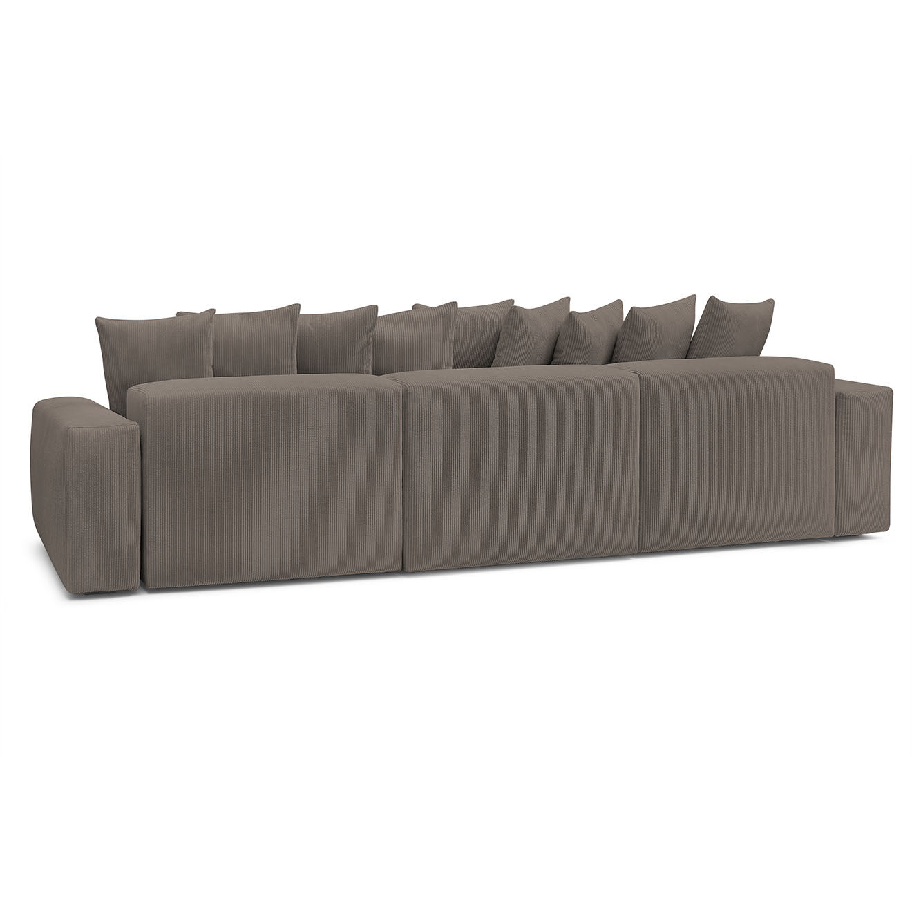 Bobochic Canapé panoramique fixe ultra moelleux voltaire velours côtelé taupe - 420x174x75 cm