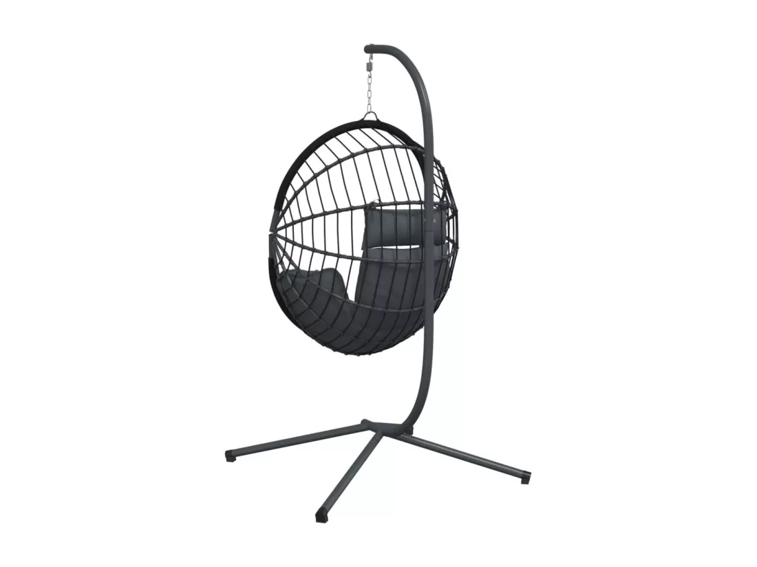 Chaise suspendue en forme d'œuf avec support anthracite
