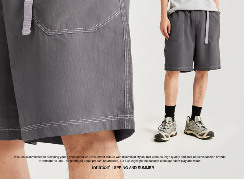 Newin - Ademende gestikte shorts met riem