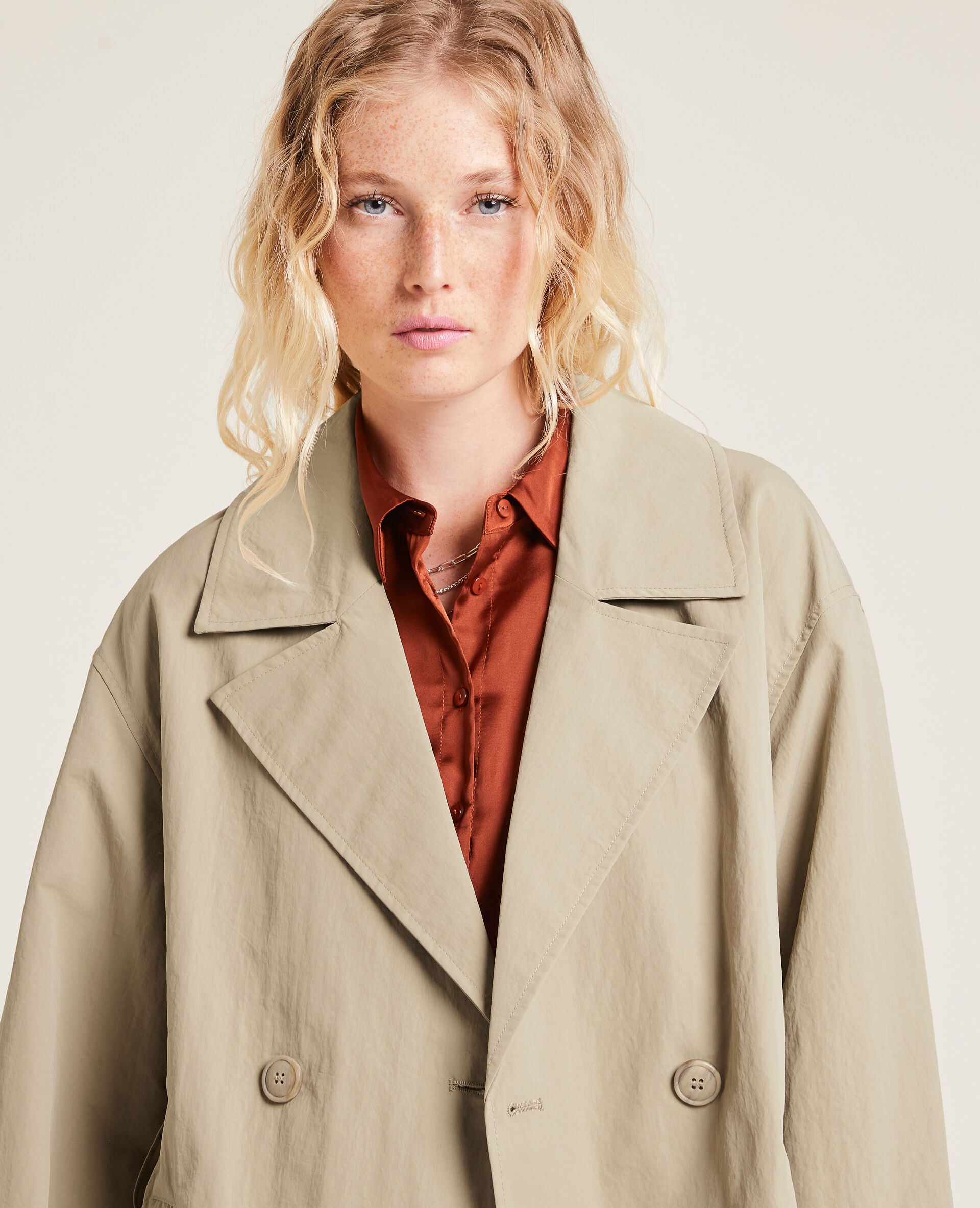 Trench court - Beige chiné